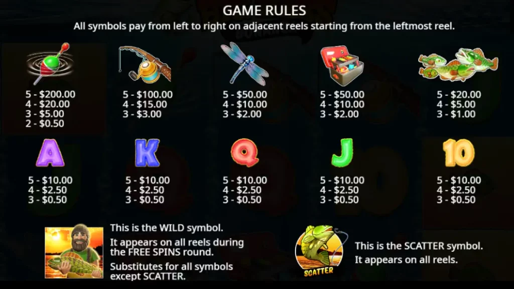 symbols of slot big bass bonanza